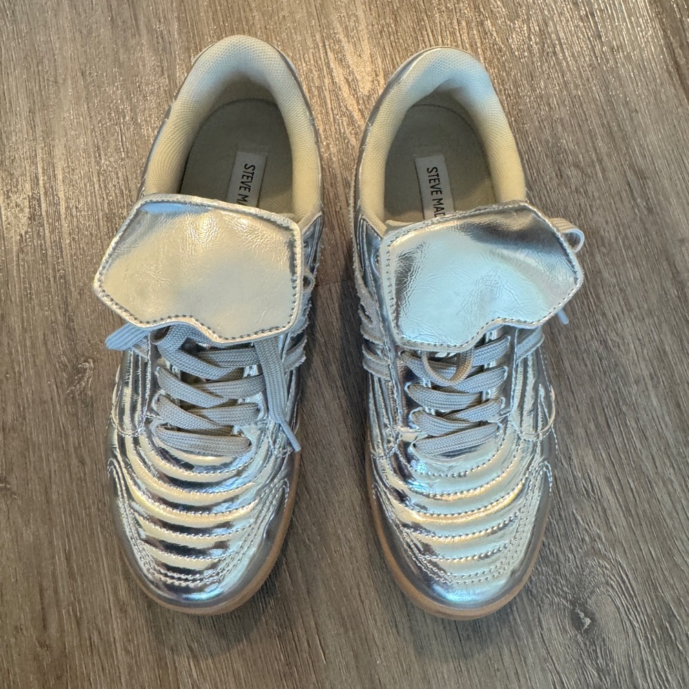 Steve Madden Metallic Silver Sneakers